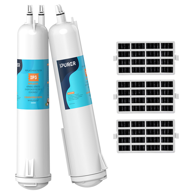 2pk EDR3RXD1, 4396841, 9083 Refrigerator Water Filter3 & Air Filter by Ipurer