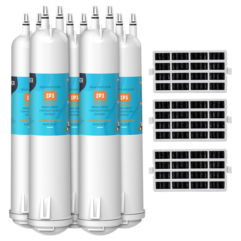 5pk EDR3RXD1, 4396841, 9083 Refrigerator Water Filter3 & Air Filter by Ipurer