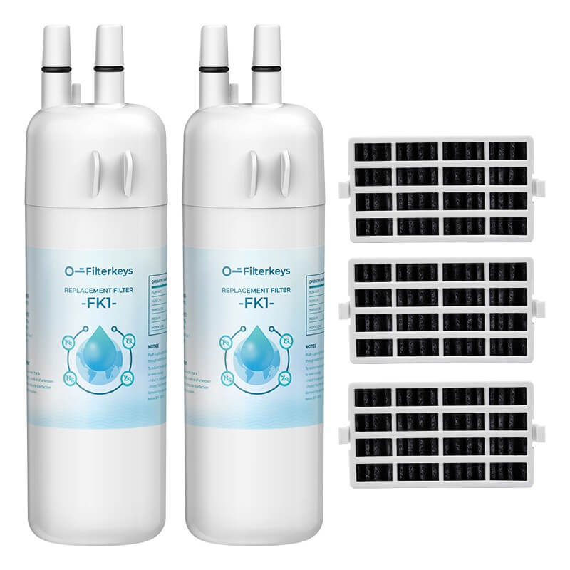 2pk EDR1RXD1, W10295370A, 9081 Refrigerator Water Filter1 & Air Filter by Filterkeys