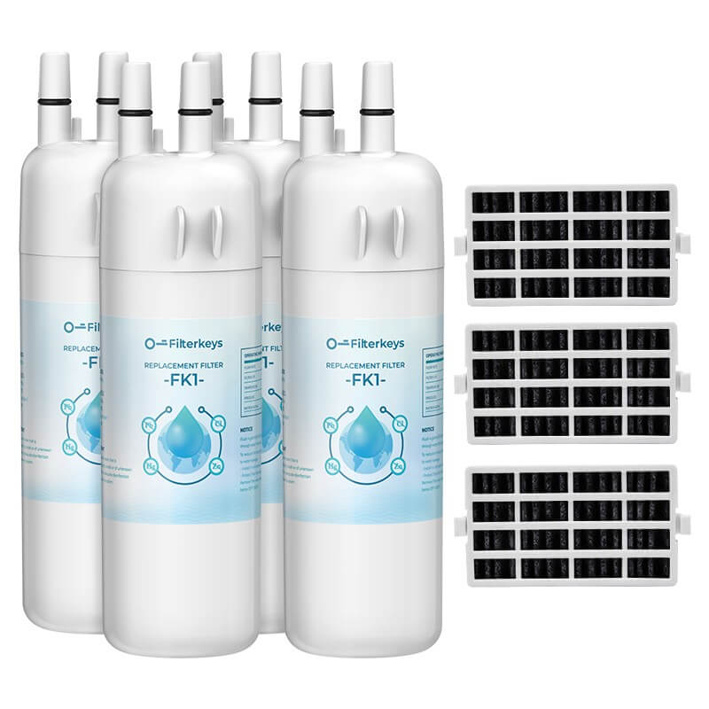 4pk EDR1RXD1, W10295370A, 9081 Refrigerator Water Filter1 & Air Filter by Filterkeys
